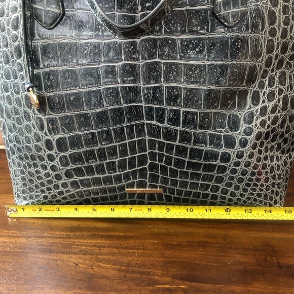 BRAHMIN Misha Obsidian Veil Crocodile Leather Shoulder Bag Top Zip Closure NWT - Picture 9 of 17
